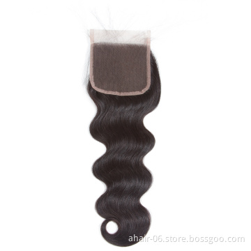No Shedding No Tangle 10A 4x4 Swiss Lace Natural Color 100% Brazilian Virgin Human Hair Body Wave 10"-20" Lace Closure